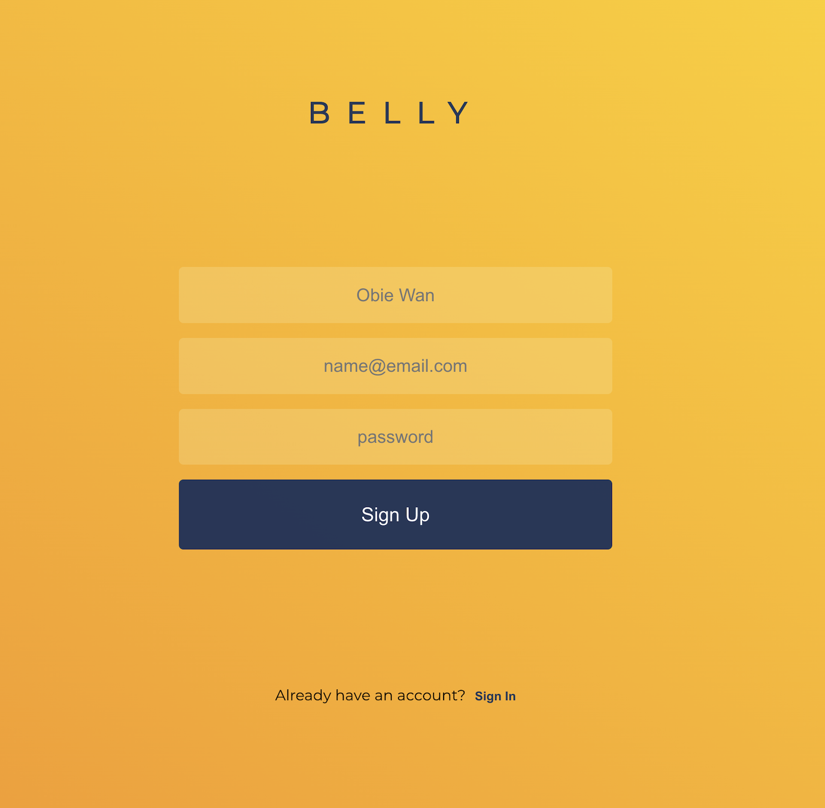 Login page with mustard yellow background